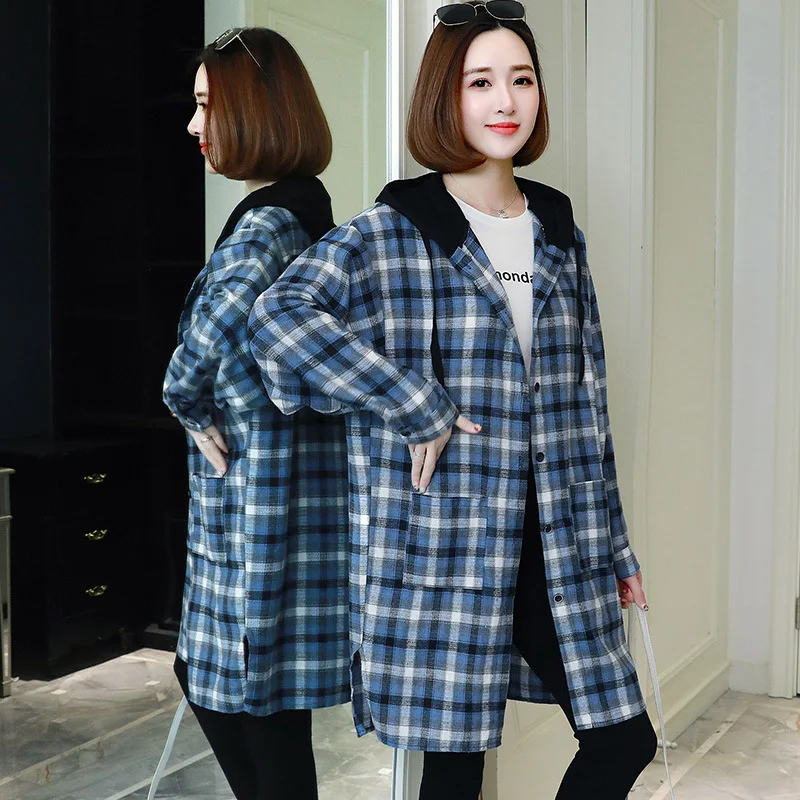

Hooded Comfortable Trend Single Breasted Long Sleeve Mid-length Straight-Cut 2019 Spring Trench Coat