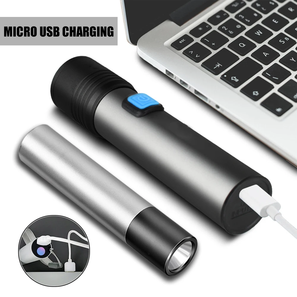 USB Перезаряжаемый T6 светодиодный светильник-вспышка мини портативный фонарь со встроенной литиевой батареей 1200 мАч водонепроницаемый масштабируемый походный светильник