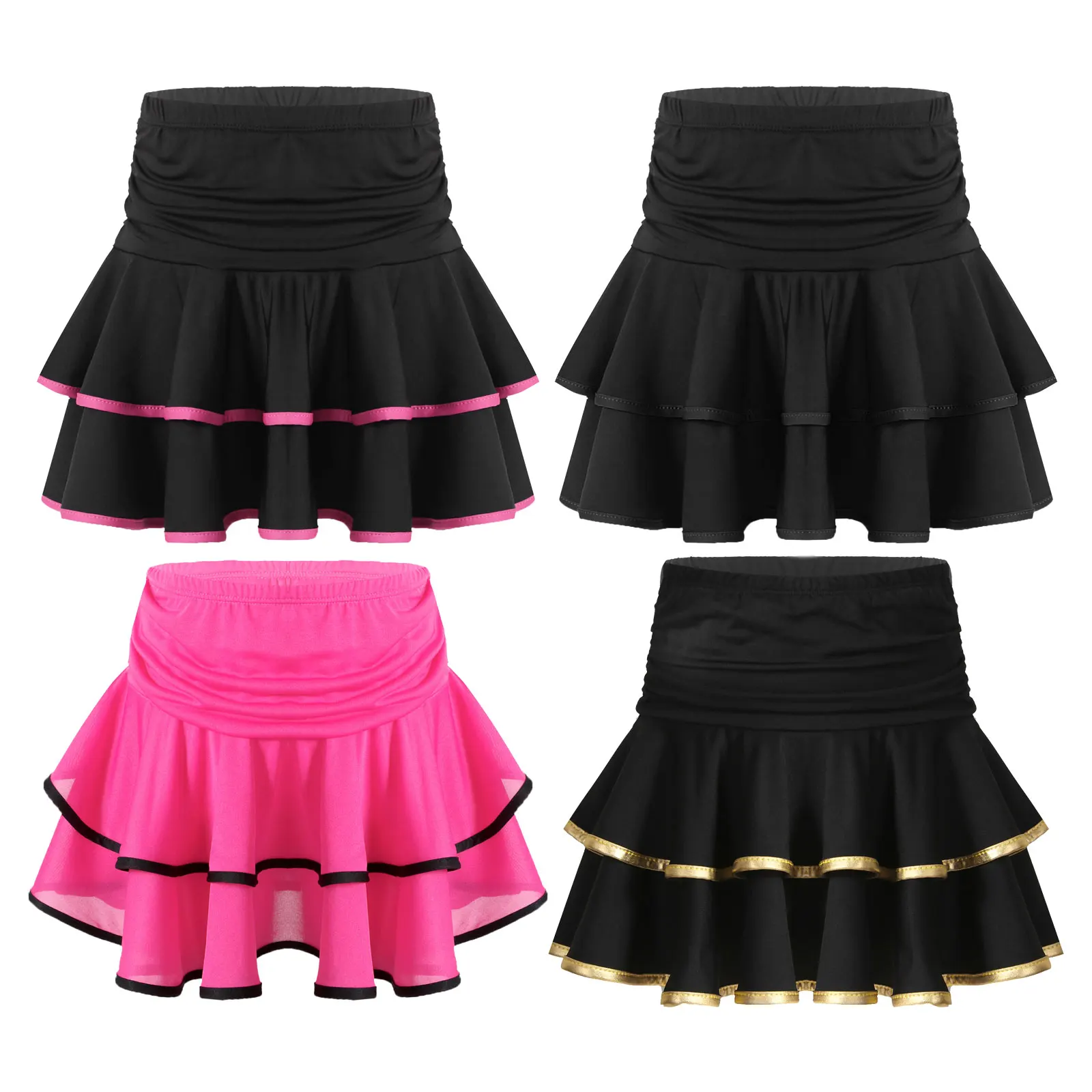 Children Dress for Dancing Latin Dance Dresses for Girls Short Full Sleeve Salsa Tango Kids Dance Costume Skirt Ballroom