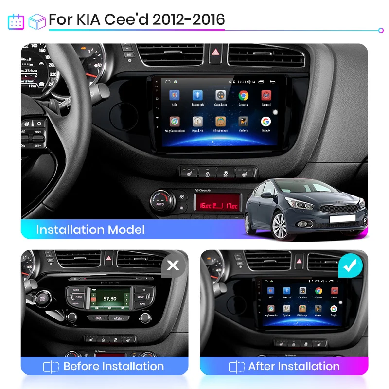 Автомобильный мультимедийный стереоплеер 9 дюймов Android 8 1 2 Din для KIA Cee 'd CEED JD 2012