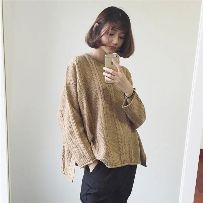 

Sweater Women Autumn And Winter Loose Outside Autumn Retro Korean Round-collar All-Match Female Sweater