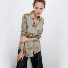 ZA осень зима новые женские темпераментные свободные леопардовые принты драповая рубашка повседневные топы вечерние праздничные подарки для друзей оптом