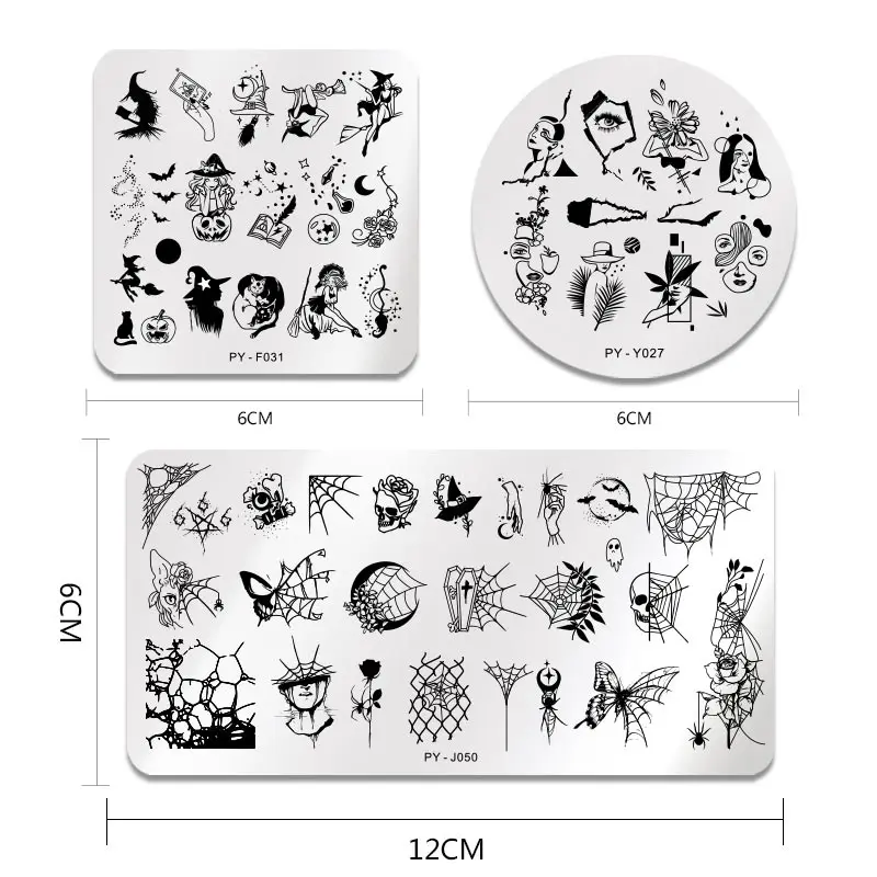 PICT YOU Halloween Nail Stamping Plates Snowflake Festival Pattern Nail Art Image Plates Stainless Steel Nail Art Plate Stencil 6