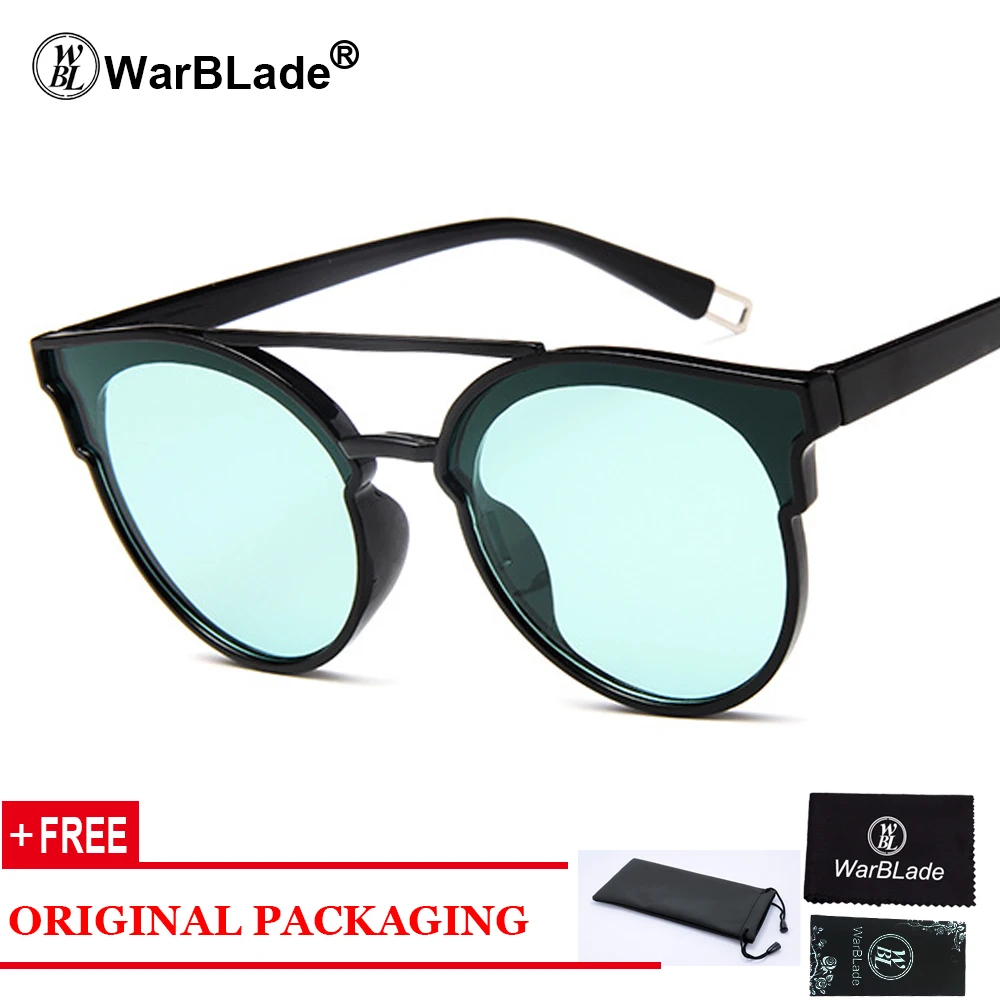 black green WarBLade Модные женские солнцезащитные очки с кошачьим глазом брендовые дизайнерские ретро солнцезащитные очки женские солнцезащитные очки зеркальные винтажные - Цвет линз: black green