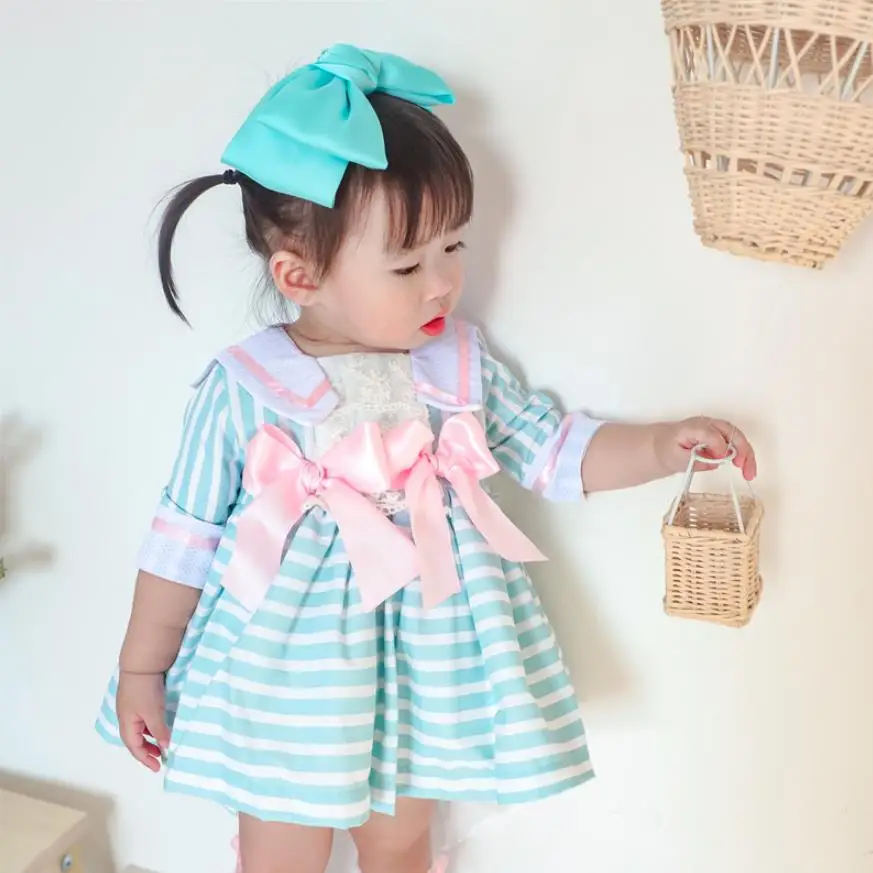 Испанское платье принцессы в стиле Лолиты; одежда для маленьких девочек; милое платье в полоску в морском стиле для девочек; винтажное платье в японском стиле; vestidos; Y2603