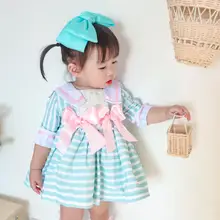 Испанское платье принцессы в стиле Лолиты; одежда для маленьких девочек; милое платье в полоску в морском стиле для девочек; винтажное платье в японском стиле; vestidos; Y2603