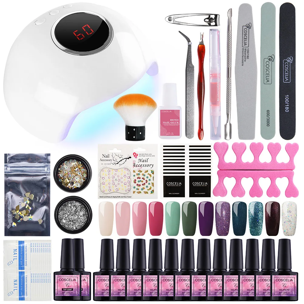 SET C 12PC GEL Маникюрный набор Гель-лак для ногтей Набор для маникюра Гель-лак 36 Вт УФ светодиодная лампа сушилка с 20 цветами Гель-лак для маникюра Набор инструментов - Цвет: SET C 12PC GEL