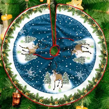 

Non-Woven Christmas Tree Skirt Aprons Round Carpet Santa Claus Printed Christmas Tree Skirts Christmas Tree Carpet Home Decor