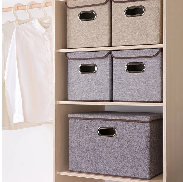 T009 складной квадратный хлопковый льняной ящик для хранения одежды большой шкаф прямоугольник органайзер для хранения с крышкой портативный контейнер