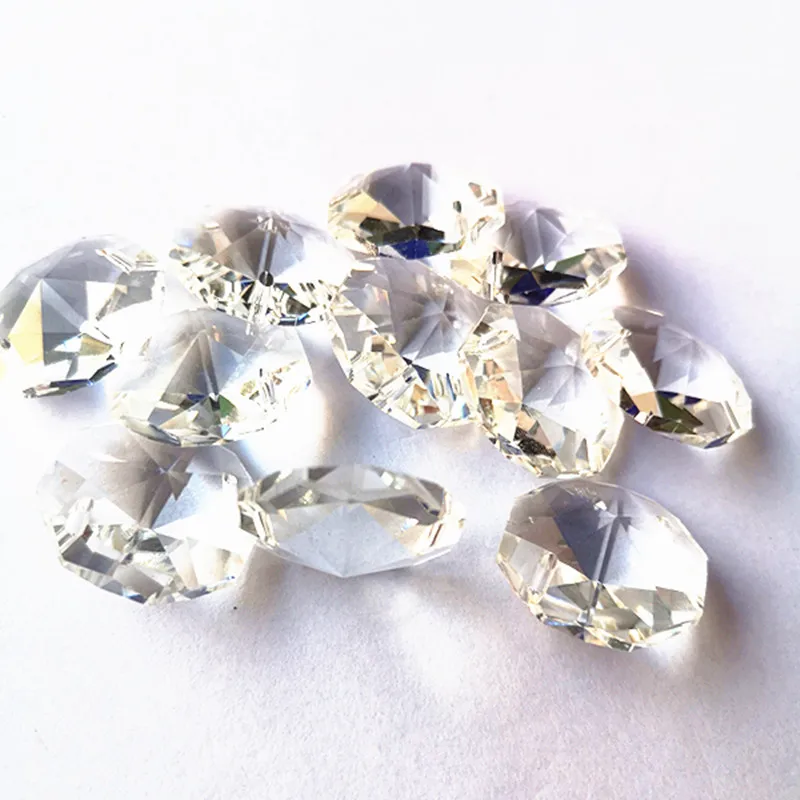 Top Quality 200pcs 22mm Clear Crystal Octagonal Beads For DIY Garland Strands Decor Crystal Chandelier Part Crystal Curtain Bead