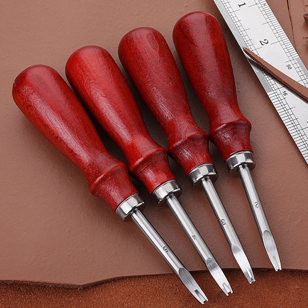 4pcs / Set Leather Edge Beveler Skiving Beveling Knife Cutting Hand