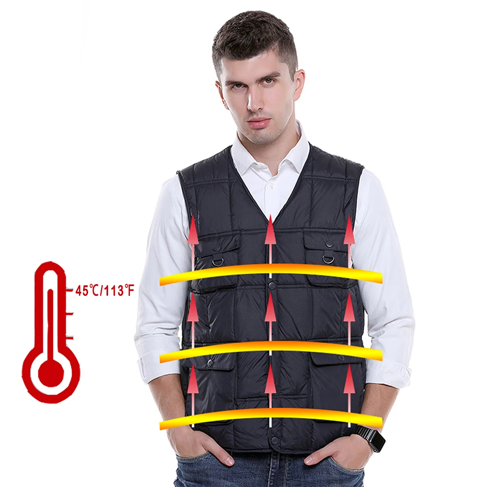 

Unisex USB Charging Heating Jacket Fishing Hiking Heating Warm Vest Washable Adjustable 3 Temperature Winter Warm Vest Man Woman