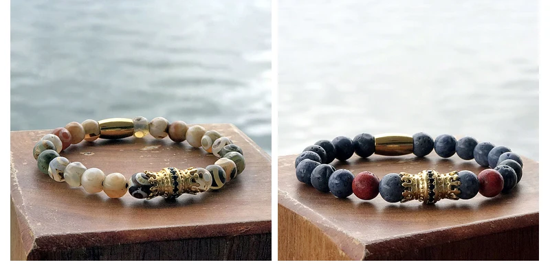 Mcllroy Bracelet Men Bead Sparta Crown 8mm Natural Stone Bracelet Bangle Handmade Man Jewelry Mens Bracelets erkek bileklik