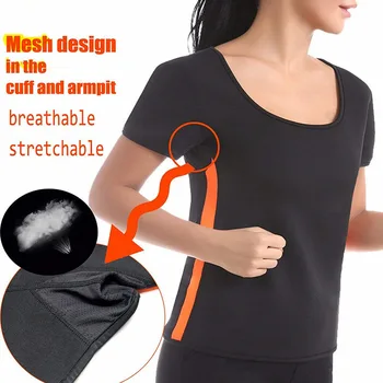 

Women Sauna Suit Fat Burner Slimming Shapewear Training Neoprene Weight Loss Top Hot Sweat Workout T Shirt Body Shaper