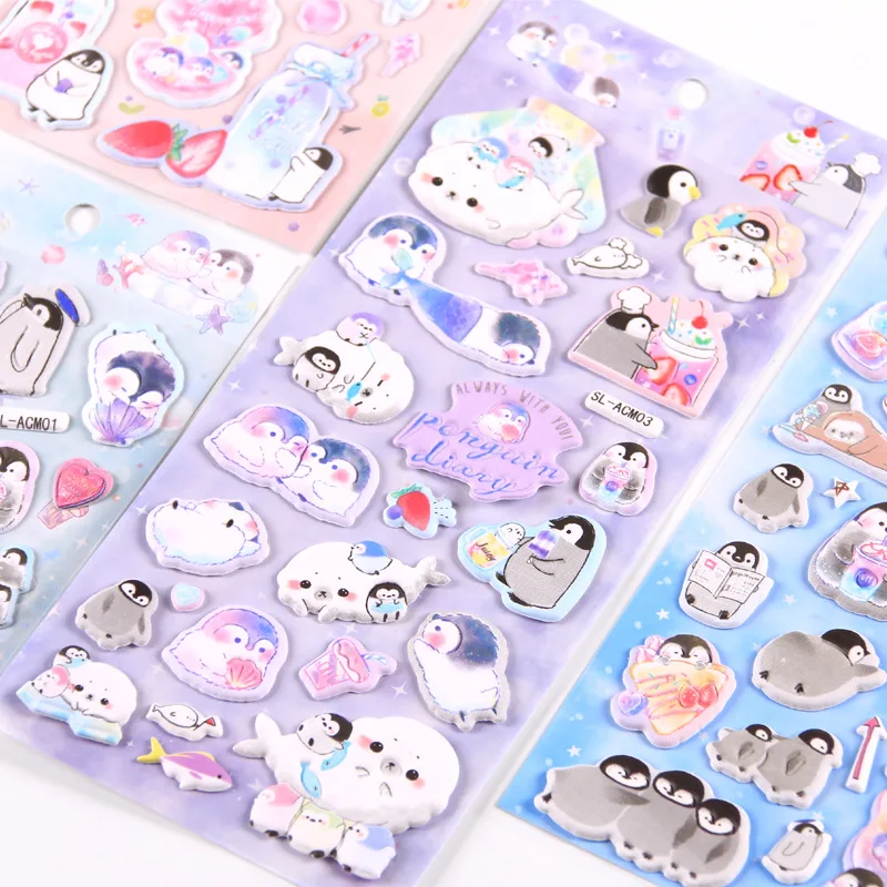 24 шт./упак. Kawaii Пингвин 3D Губка дневник наклейка украшение для альбома наклейка s Канцтовары DIY Наклейка s Школа Офис поставка