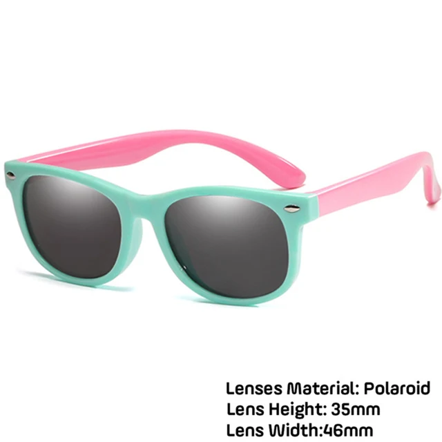 LongKeeper Kids Polarized Sunglasses TR90 Boys Girls Sun Glasses Silicone Safety Glasses Gift For Children Baby UV400 Eyewear green pink