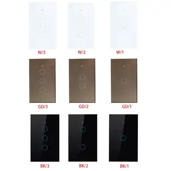 

3 Colors 3 Sizes Wifi Smart Light Switch Voice Control Touch Wireless Wall Panel for Alexa Google