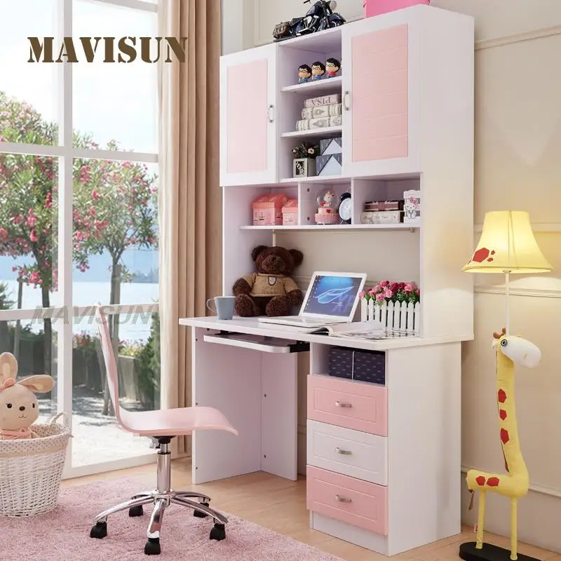 Nordic Simple Children's Writing Table Office Computer Desktop Student Study Desk Minimalist Desk With Bookshelf Furniture Set
