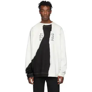

Maison Margiela Hoodies Women Men Oversize Letters Printed Stitching Tear Shape Margiela Sweatshirts Maison Margiela Pullovers