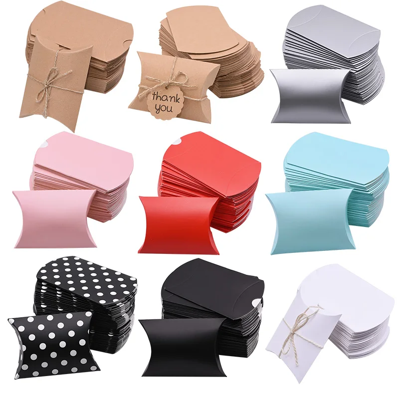 10pcs Kraft Paper Square Candy Box DIY Gift Box With Label Tag Wedding Birthday Party Decor Baby Shower Favor Supplies