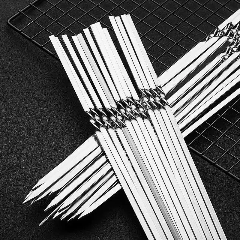 20pcs/lot Camping Gadgets Tools New Kitchen Utensils Charcoal Grill Goods for 1 Grill Knife Barbecue Swivel Skewer Kebab Skewers