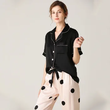 

Homewear Spring New Pajamas Woman Intimate Lingerie Silk Suit Short Sleeve Trousers Loose High Archives Nightwear Sleepwear