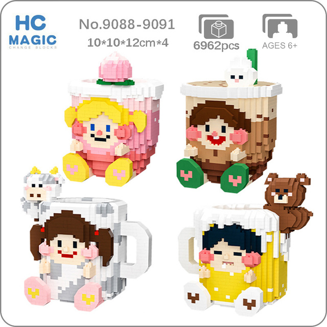 Drink Bubble Milk Tea Beer Juice Cup Mug Animal Pen Container 3D Mini Diamond Blocks Bricks Building ToyChildren no Box