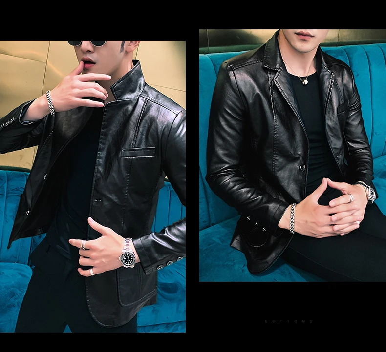 Mens Jacket 2023 men jackets winter and autumn leather jackets men new Korean style slim thin trend leather jackets