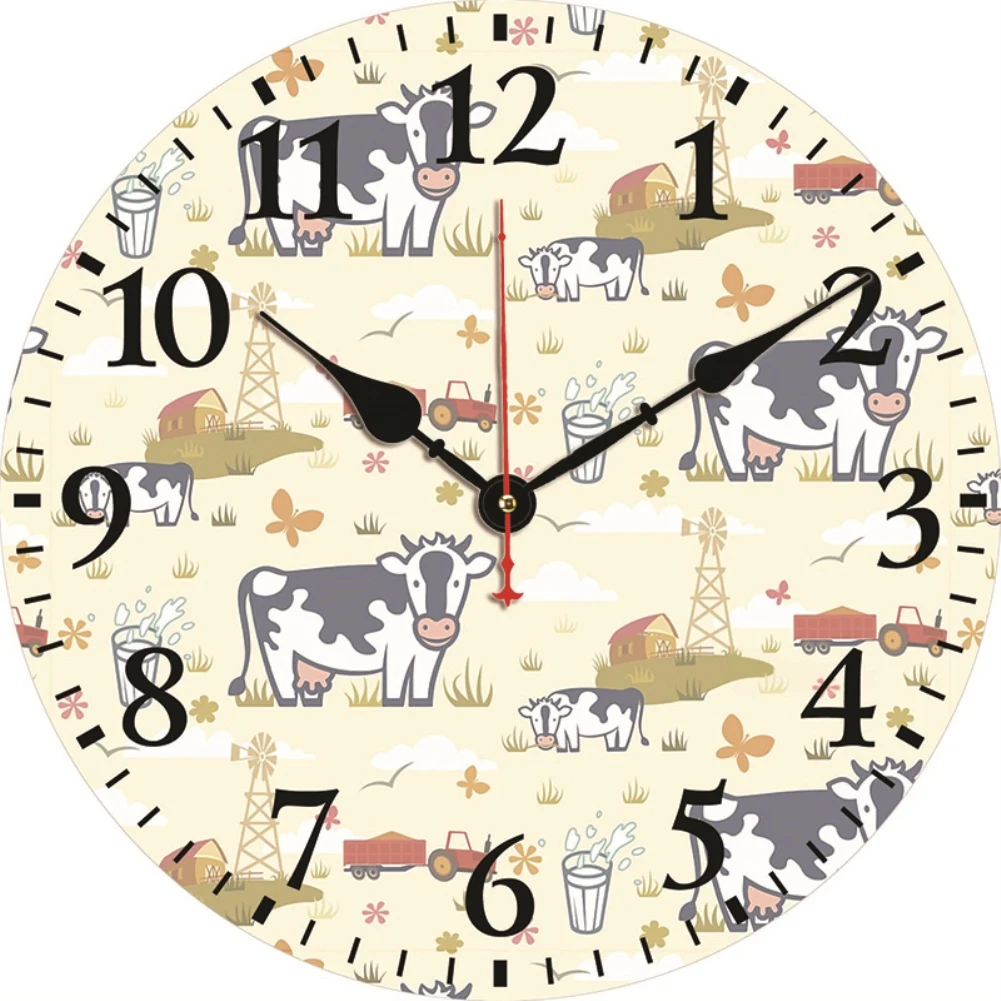 Can Be Personalised Cow Farm Animal Wall Clock Gift Present Christmas Birthday 