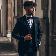 Темно-зеленый мужской Фрак костюм формальный свадебный костюм жениха пиджак брюки жилет индивидуальный заказ три части