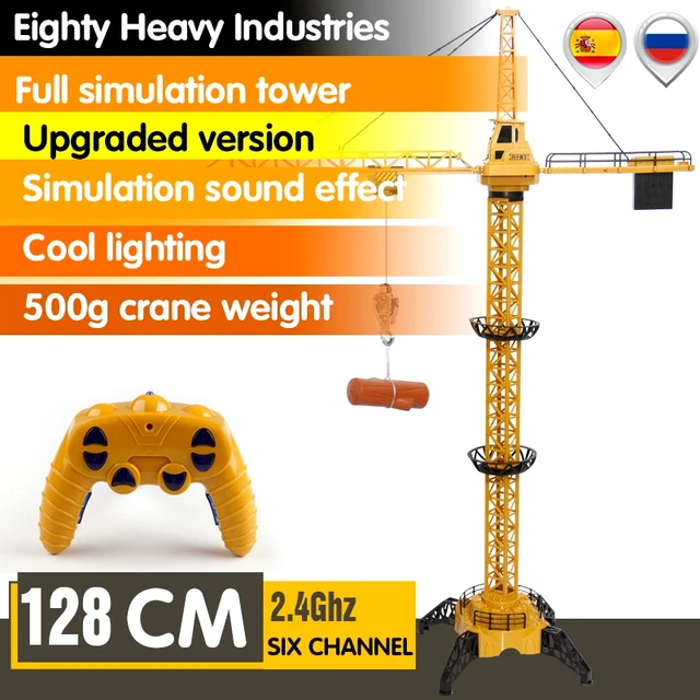 Upgraded Version Remote Control Construction Crane 6CH 128CM 680 Rotation Lift Model 2.4G RC Tower Crane Toy For Kids 1