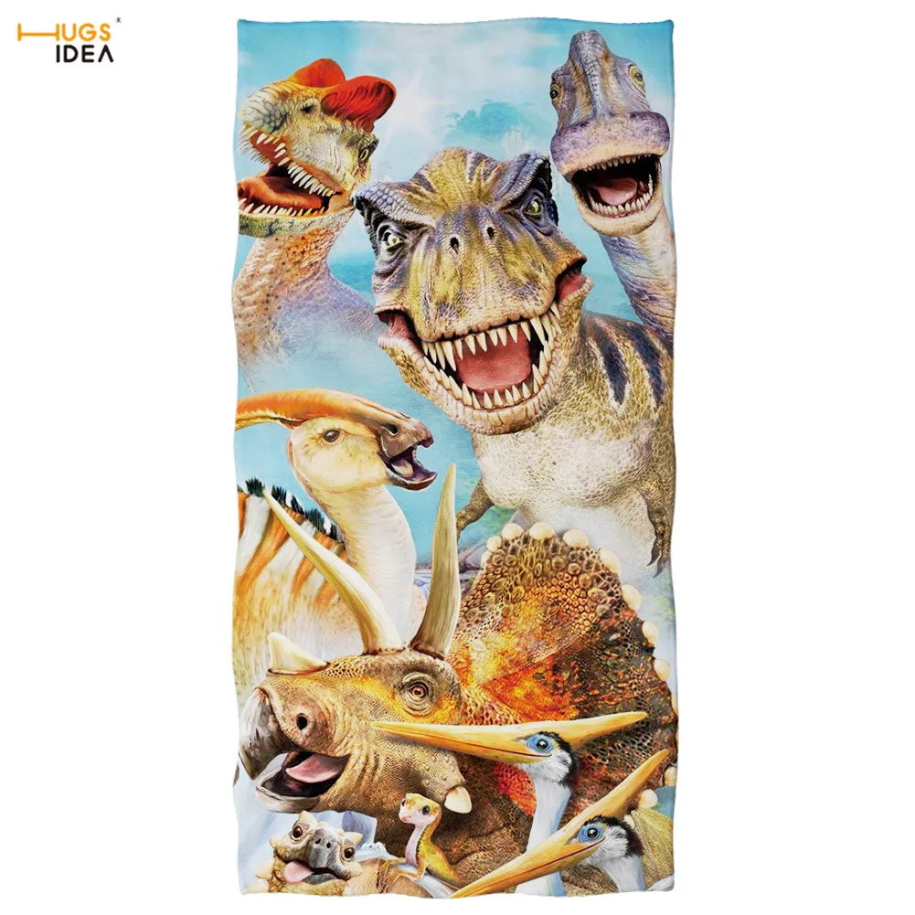 HUGSIDEA Cartoon Dinosaur Pattern Bath Towel Boys Quick Dry Face Hair Blanket Home Bathroom Function Absorbent Towels Beach Kids | Дом и сад