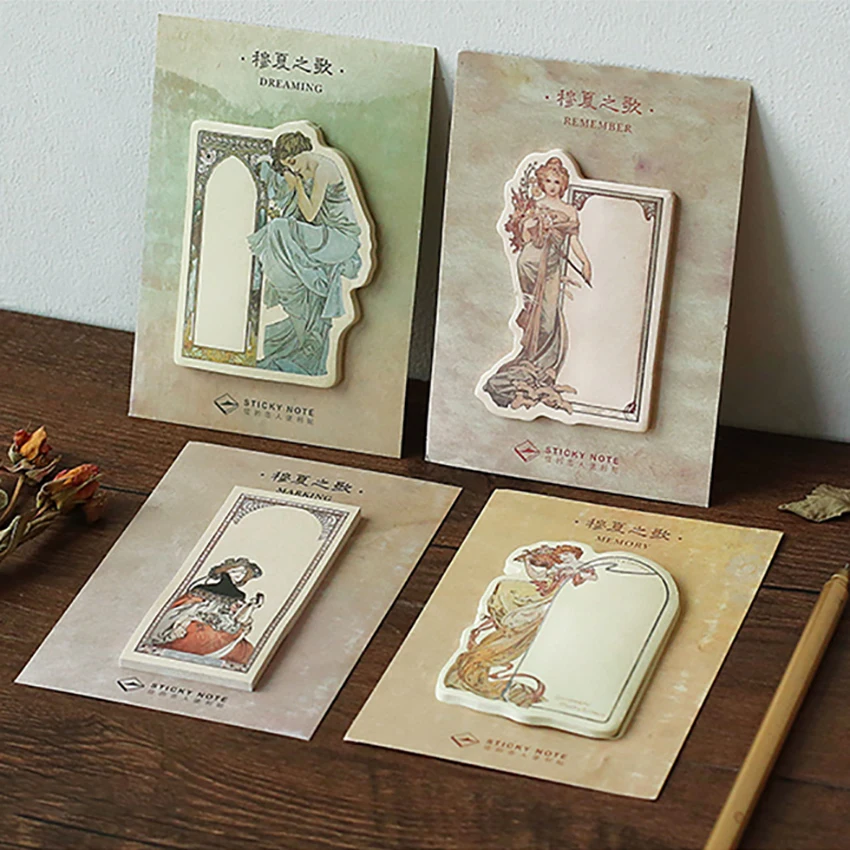 

30sheet/pc Vintage Retro Kraft Paper Sticky Notes To Do List Memo Pad Planner Paper Stickers Stationery 4 Pattern NEW