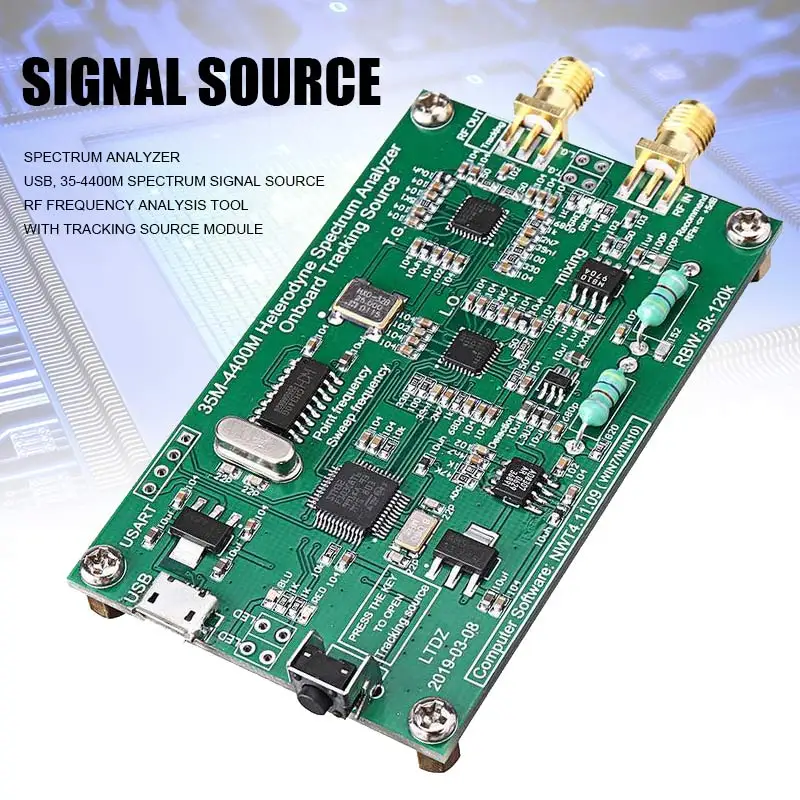 

New Spectrum Analyzer USB 35-4400M Spectrum Signal Source RF Frequency Analysis Tool with Tracking Source Module SF66