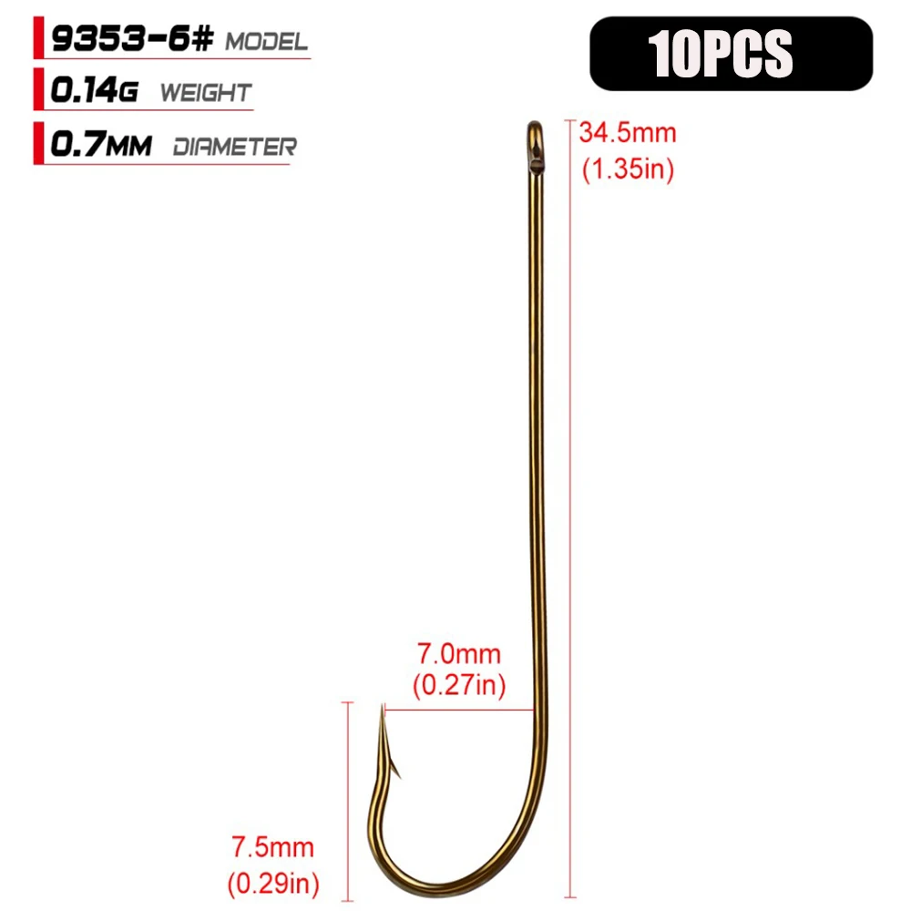 10pcs Carbon Steel Fishing Hooks Gold Barbed Hook For Soft Barbed