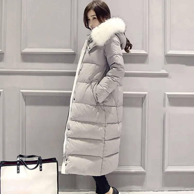 Парки базовые зимние пуховые куртки женские Дамские размера плюс длинные пуховые пальто с капюшоном Повседневная ветрозащитная теплая верхняя одежда