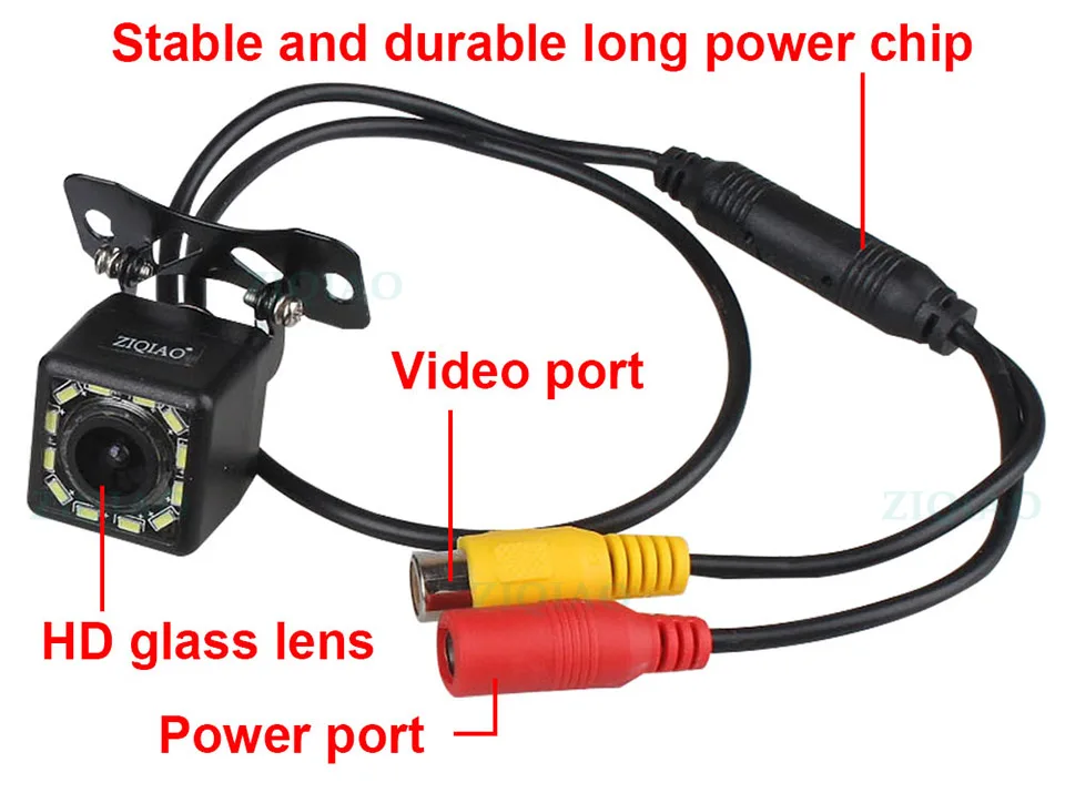 ZIQIAO 4.3 Inch TFT LCD Monitor Car Rearview Monitoring System Dynamic Trajectory Tracks Rear View Camera
