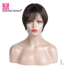 DreamDiana перуанский прямой передний парик " L короткий парик Реми 13x4 парик фронта шнурка натуральный цвет человеческих волос парики