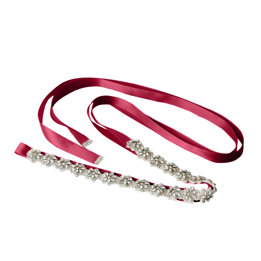 wine red TRiXY, S163, кристаллы, стразы, Свадебный ремень, аксессуары для свадебного ремня, Кристальные свадебные пояса, свадебные аксессуары - Цвет: wine red