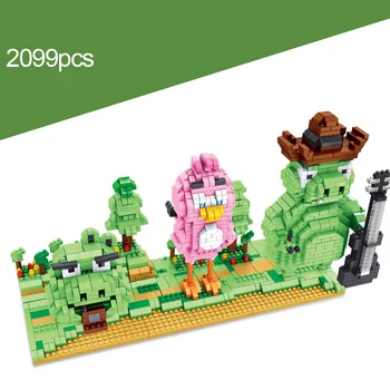 

Small particle building block angry birds series pink bird Green hippo Difficult to assemble the game model toys childhood gifts