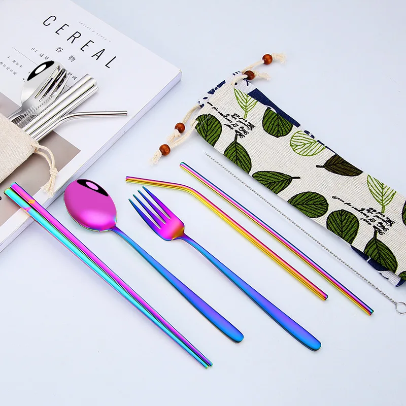 Лидер продаж набор столовых приборов из нержавеющей стали западные портативные