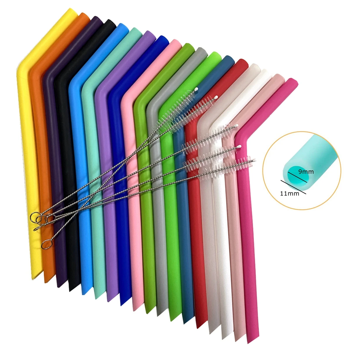 18 Piece Reusable Silicone Straws 25cm Long Drinking Straws for 30 Oz and  20 Oz Tumblers