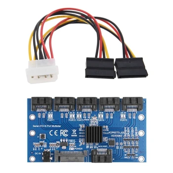 

Controller Card Motherboard Sata Expansion Card 1 to 5 Port Sata3.0 6Gbps Multiplier Sata Port Riser Card Adapter for Computer &