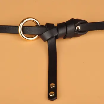 

Belt Chain Woman Thin Belt Ladies Simple Wild Cowhide with Dress Knotted Leather Fashion Decoration Korean Women's Belt 2020