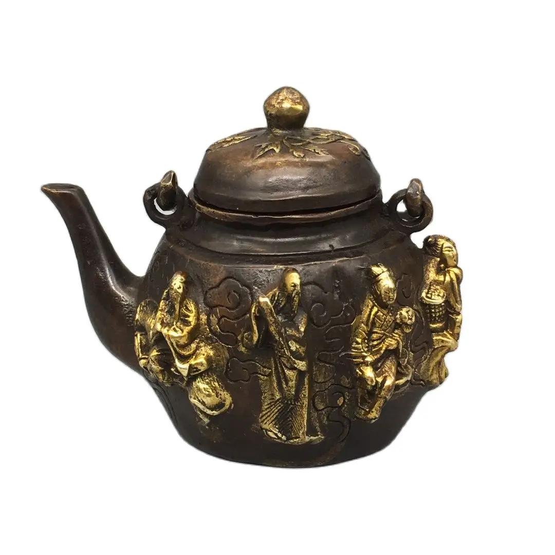 

Chinese Old bronze 8 ImmortalsTeapot ,Good Condition,Home Art Decoration Metal Crafts,Antique Pot