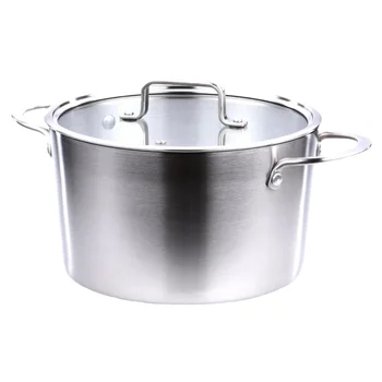 

1Pc Stock Pot with Lid and Double Handles Stainless Steel Stockpot Household Soup Pot Cookware Pot for Home Kitchen Resturant Co
