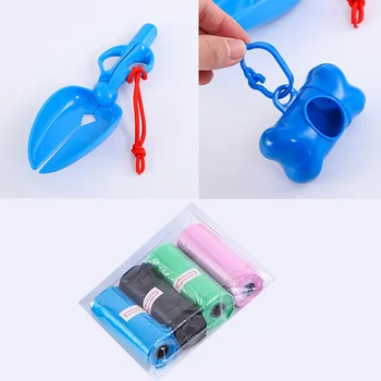 

Pet Waste Poop Pick Up Cleaning Tool Set Bone-shaped Poop Bag Dispenser Poop Pick Up Shovel With 4 Rolls Waste Bags