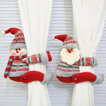 

Christmas Series Curtain Buckle,Santa Claus Snowman Doll Elk Doll Window Decorative Hook Christmas Gift Home Decors For Bedroom
