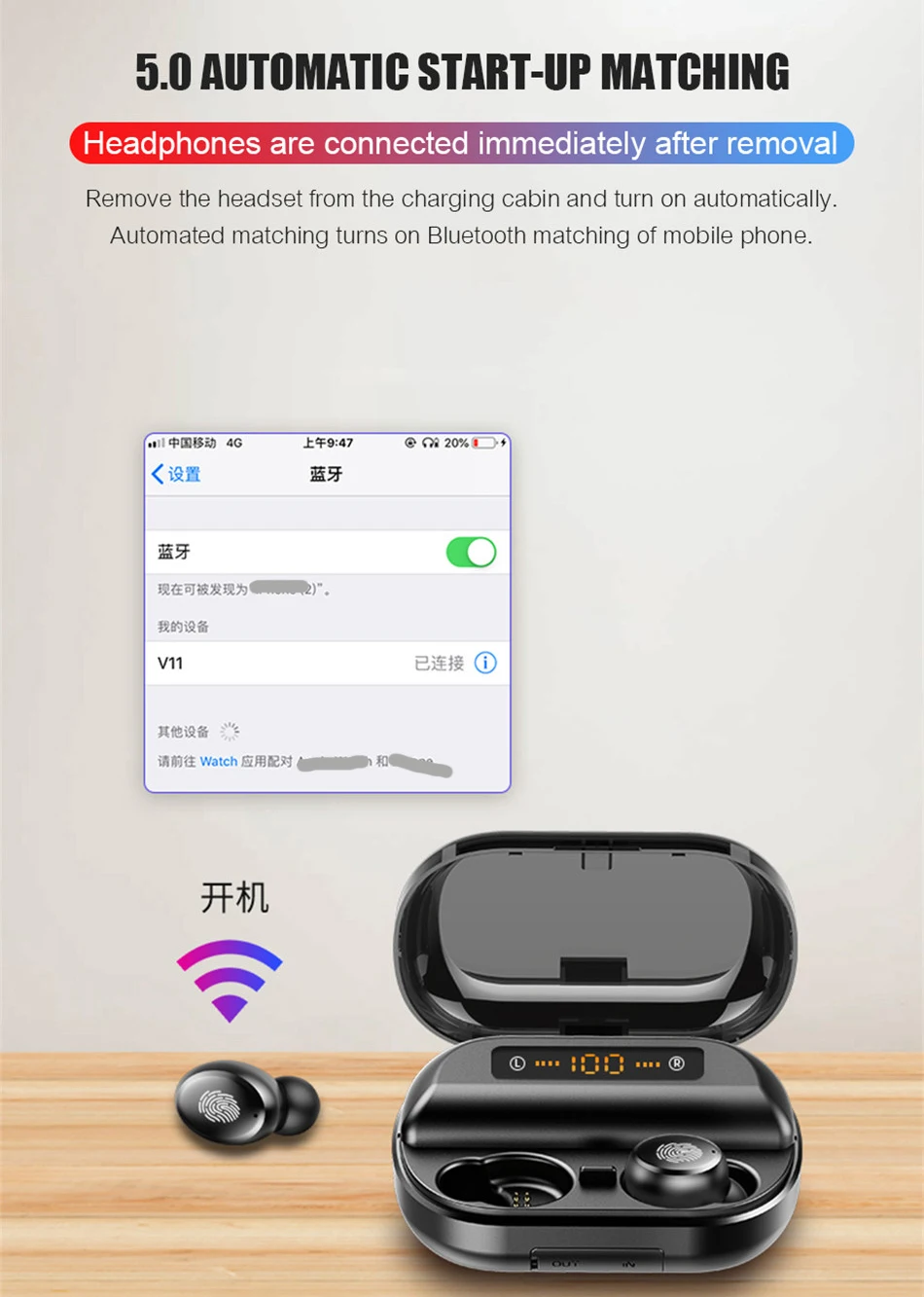 TWS 5,0 Bluetooth наушники с шумоподавлением водонепроницаемые беспроводные наушники Led Дисплей гарнитура 8d стерео наушники с микрофоном