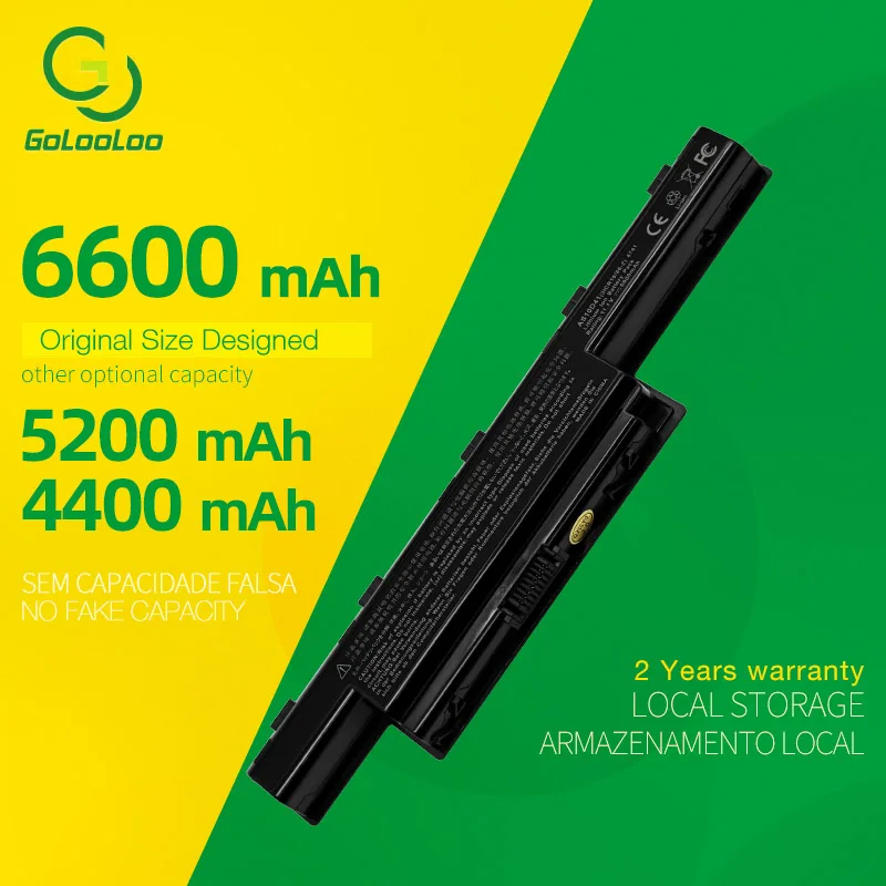 Golooloo 6600MAh 6Cell Laptop Battery For Acer V3 571G AS10D41 As10d51 